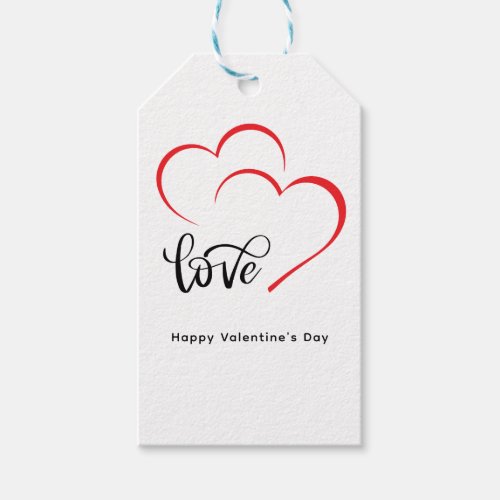 Custom Branded Red Black Minimalist Valentine Day Gift Tags