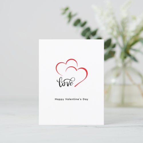 Custom Branded Red Black Minimalist Valentine Day Holiday Postcard