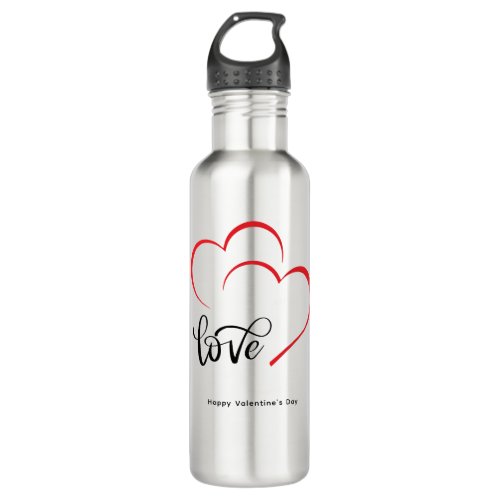Custom Branded Red Black Minimalist Valentine Day Stainless Steel Water Bottle