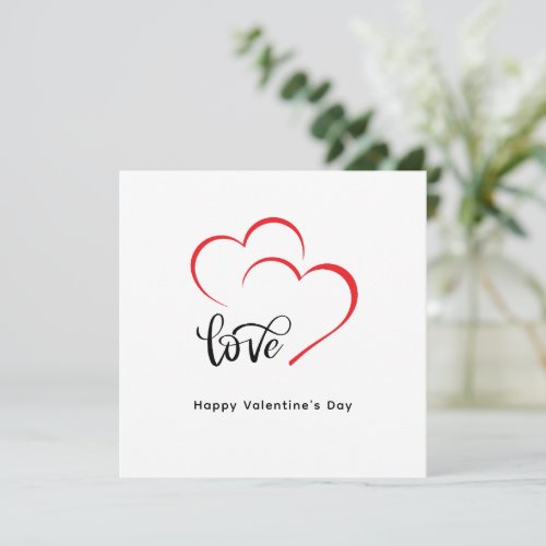 Custom Branded Red Black Minimalist Valentine Day Thank You Card