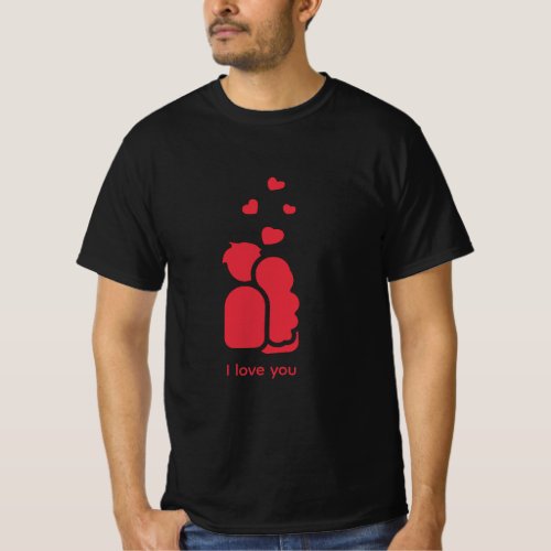 Custom Branded Red Black Simple Couple and Heart T_Shirt