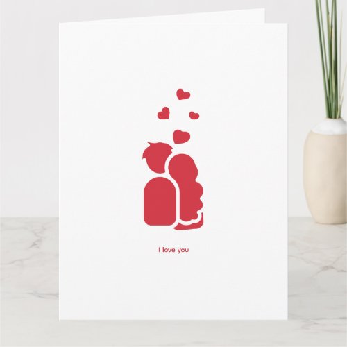 Custom Branded Red White Simple Couple and Heart  Card