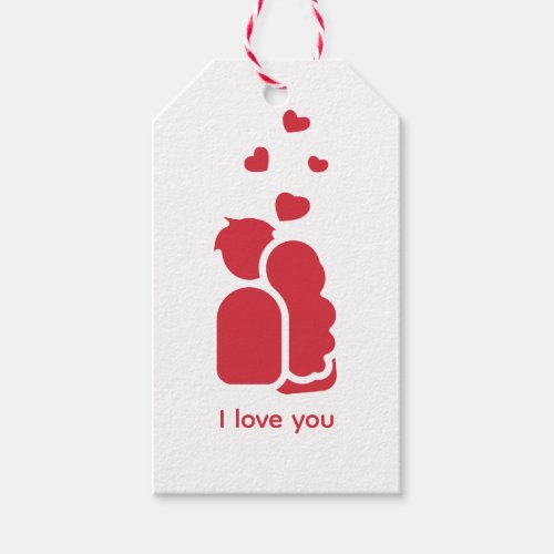 Custom Branded Red White Simple Couple and Heart  Gift Tags