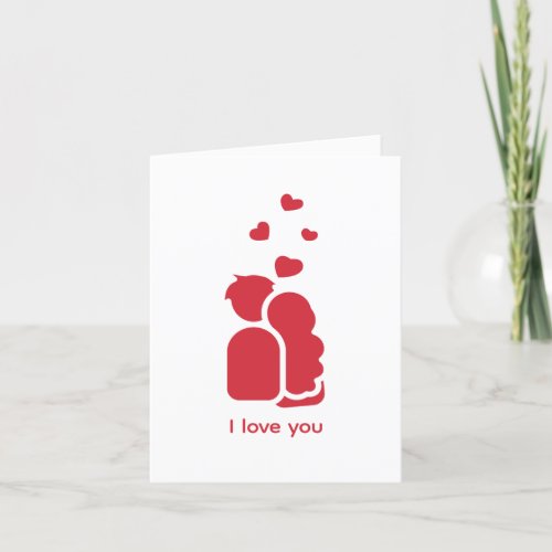 Custom Branded Red White Simple Couple and Heart  Holiday Card