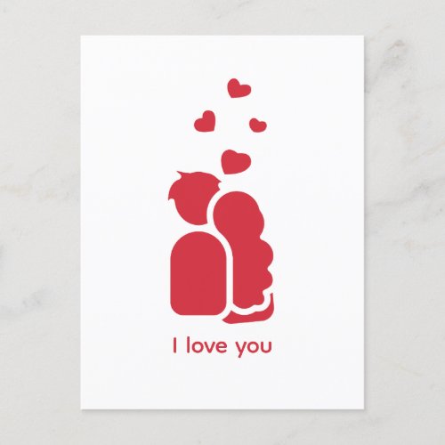 Custom Branded Red White Simple Couple and Heart  Holiday Postcard