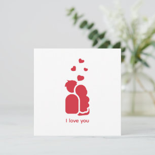 Custom Branded Red White Simple Couple and Heart Invitation