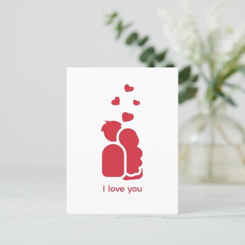 Custom Branded Red White Simple Couple and Heart  Postcard