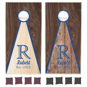 Custom Branded Rustic Wood Tone Triangle Design Cornhole Set