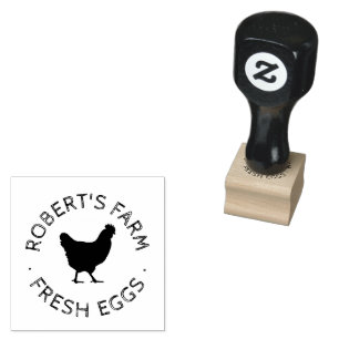 Custom Branded Script Happy Hen Egg Stamp