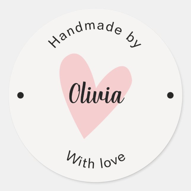 Custom Branded Simple Beige Cute Classic Round Sticker (Front)