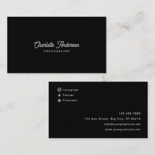 Custom Branded Simple Black & White Photography Business Card