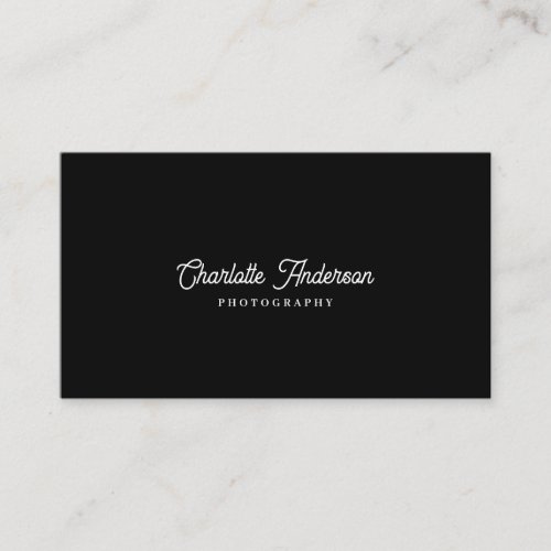 Custom Branded Simple Black  White Photography  Business Card