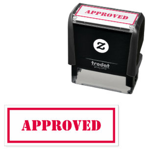 Custom Branded Simple Border Bold Red Approved  Self-inking Stamp