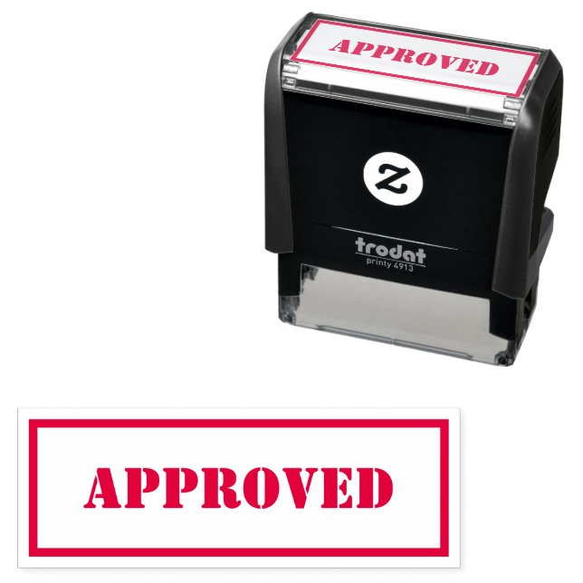 Custom Branded Simple Border Bold Red Approved  Self-inking Stamp (In Situ)