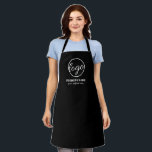 Custom Branded Simple Company Black Business Logo Apron<br><div class="desc">Custom black apron featuring a minimalist design with your business logo along with two lines of text.   These simple company branded aprons are great for restaurante employees.</div>