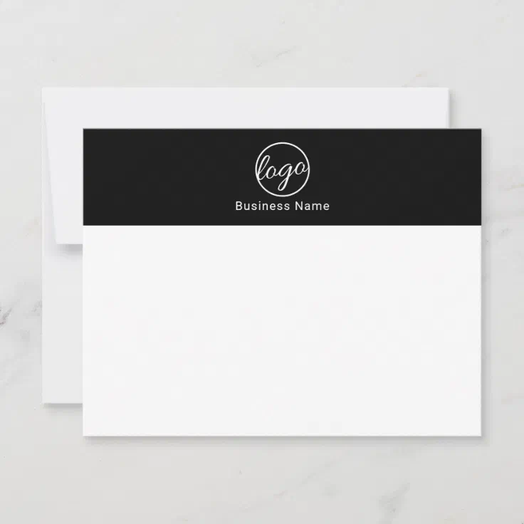 Custom Branded Simple Company Black Business Logo Note Card Zazzle