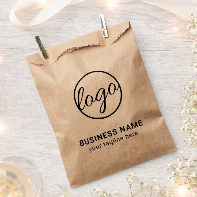 Custom Branded Simple Company Rustic Business Logo Favor Bag (Clipped)