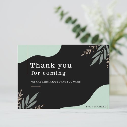 Custom Branded Simple Modern Wedding Black Thank You Card