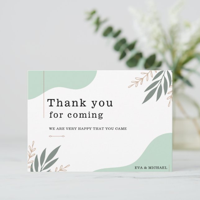 Custom Branded Simple Modern Wedding  Thank You Card (Standing Front)