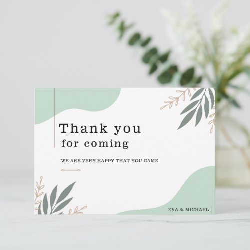 Custom Branded Simple Modern Wedding  Thank You Card