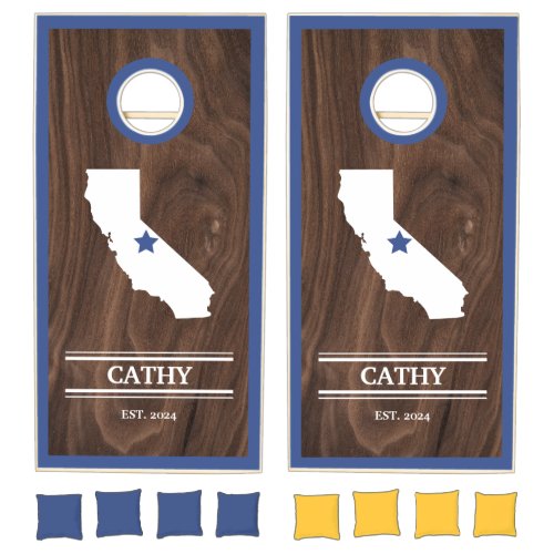 Custom Branded State of California Woodgrain  Cornhole Set