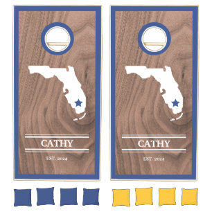 Custom Branded State of Florida Woodgrain Cornhole Set