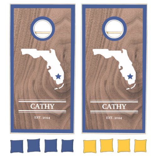 Custom Branded State of Florida Woodgrain  Cornhole Set