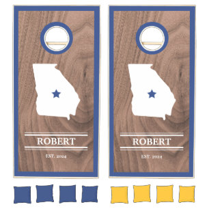 Custom Branded State of Georgia Woodgrain Cornhole Set