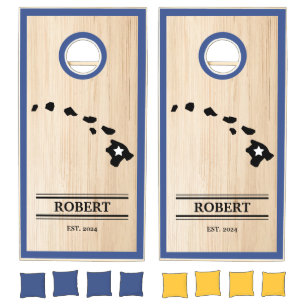 Custom Branded State of Hawaii Woodgrain Cornhole Set