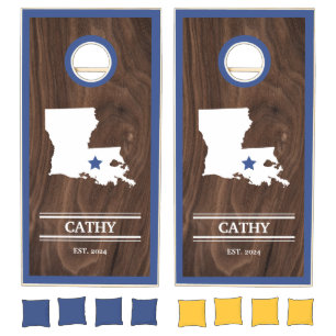Custom Branded State of Louisiana Woodgrain Cornhole Set