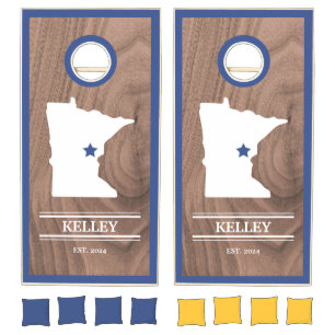 Custom Branded State of Minnesota Woodgrain Cornhole Set