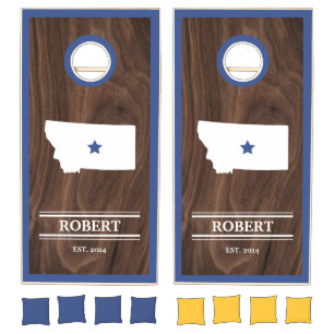 Custom Branded State of Montana Woodgrain Cornhole Set