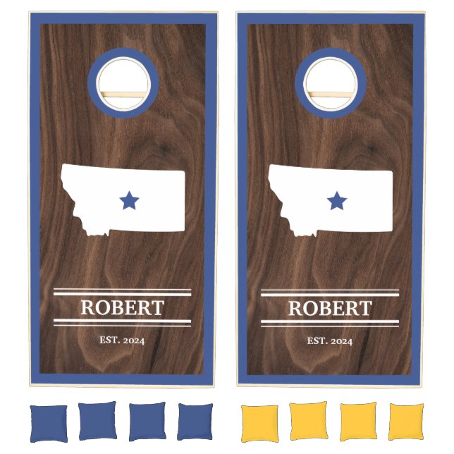 Custom Branded State of Montana Woodgrain  Cornhole Set (Set)