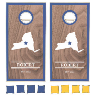 Custom Branded State of New York Woodgrain  Cornhole Set