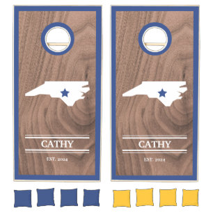 Custom Branded State of North Carolina Woodgrain Cornhole Set