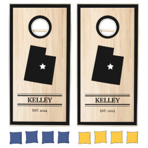 Custom Branded State of Utah Woodgrain  Cornhole Set
