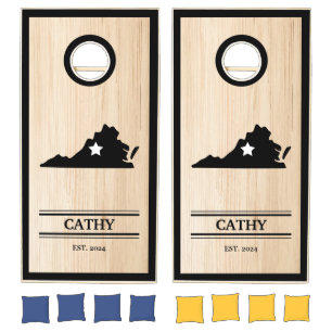 Custom Branded State of Virginia Woodgrain  Cornhole Set