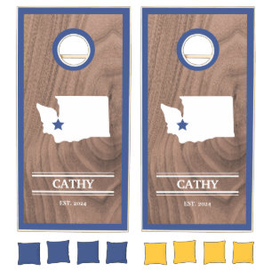 Custom Branded State of Washington Woodgrain Cornhole Set