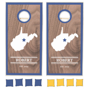 Custom Branded State of West Virginia Woodgrain Cornhole Set