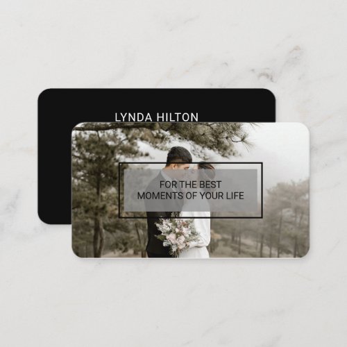 Custom Branded Wedding Photography Black Business Card