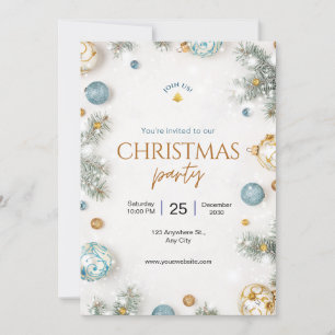 Custom Branded White and Blue Classy Christmas Invitation