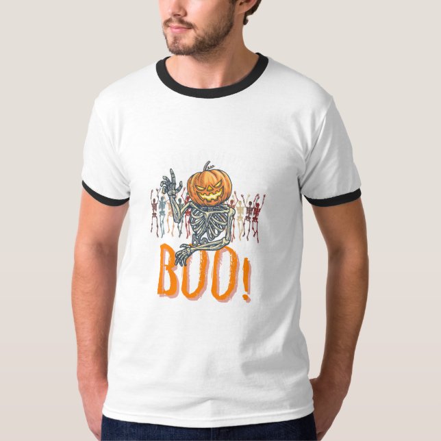 Custom Branded White and Orange Grunge Halloween T-Shirt (Front)