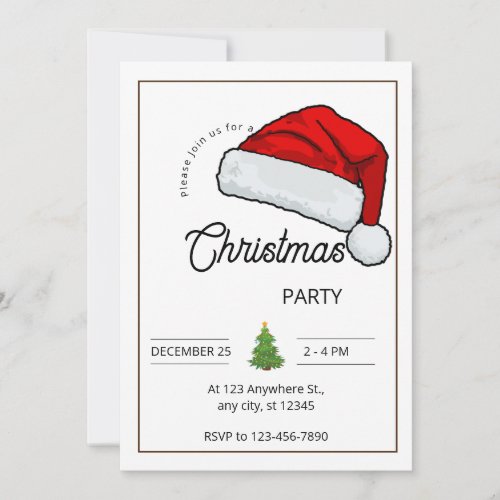 Custom Branded White  Black Christmas Party Invitation