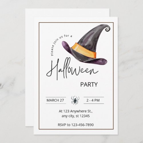 Custom Branded White  Black Halloween Party Invitation