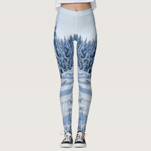 Custom Branded White Natural Hello Winter Leggings