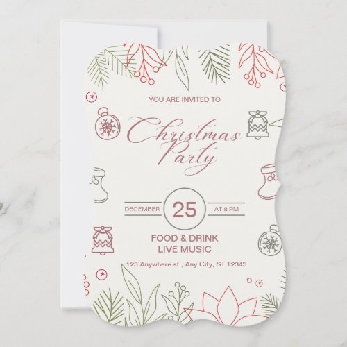 Custom Branded White Simple Christmas Party 