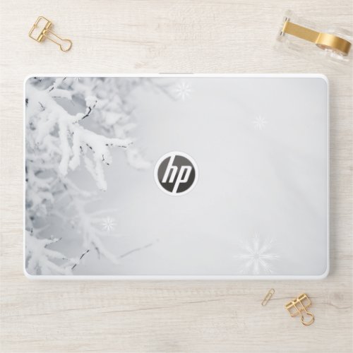 Custom Branded White Winter Season HP Laptop Skin