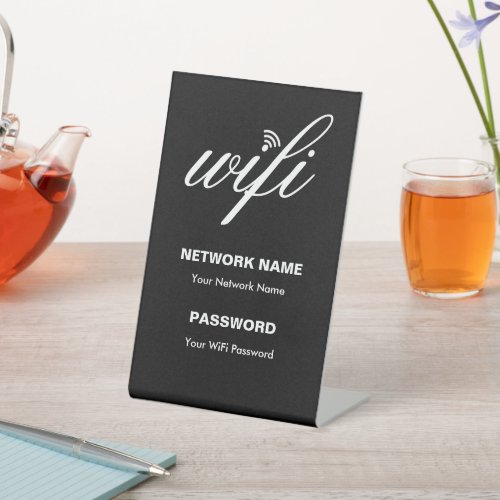 Custom Branded Wi_Fi details and Password Black Pedestal Sign