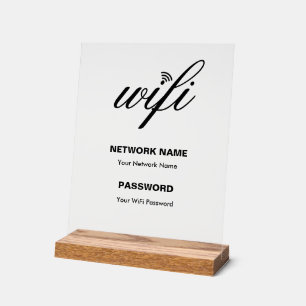 Custom Branded Wi-Fi details and Password White Acrylic Sign
