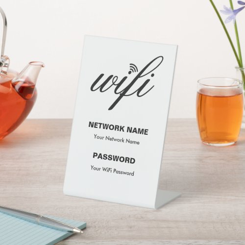 Custom Branded Wi_Fi details and Password White  Pedestal Sign
